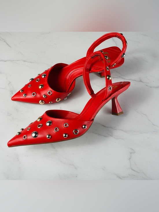 Gianni Bini Shoes - Gianni Bini Red Pointed-Toe Studded Slingback Heels